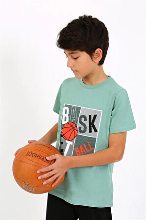 Giyim Erkek Çocuk Kısa Kol Penye Pijama Takım SuYeşili