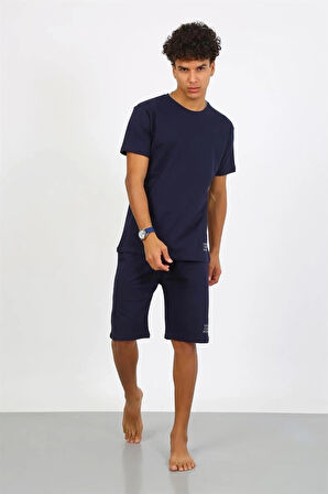 Giyim Erkek Pamuk Lakost Alt Üst Kaprili Pijama Takım Lacivert