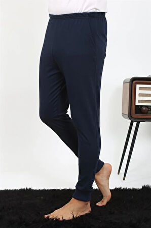 Giyim Erkek Pamuk Tek Alt Pijama Lacivert