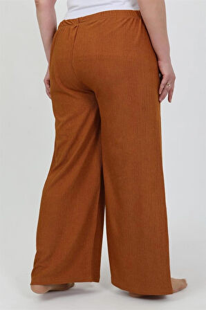 Giyim Kadın Büyük Beden Bürümcük Pantolon Kremit