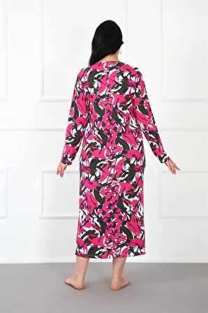 Giyim Büyük Beden Anne Gecelik Fuşya