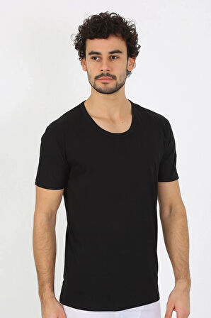 Giyim Erkek Açık Yaka Siyah Penye Atlet