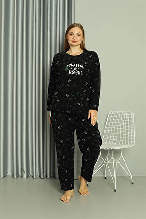 Giyim Polar Kadın Büyük Beden Pijama Takımı Siyah