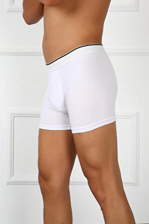 Giyim Erkek Büyük Beden Pamuklu Likralı Boxer Beyaz