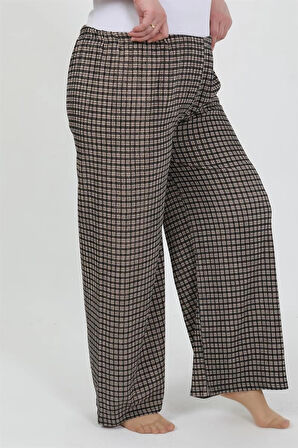 Giyim Kadın Büyük Beden Bürümcük Pantolon  Kahve