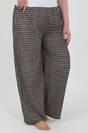 Giyim Kadın Büyük Beden Bürümcük Pantolon  Kahve