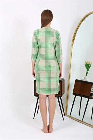 Giyim Pamuk Ev Elbisesi Tunik Gecelik Yeşil