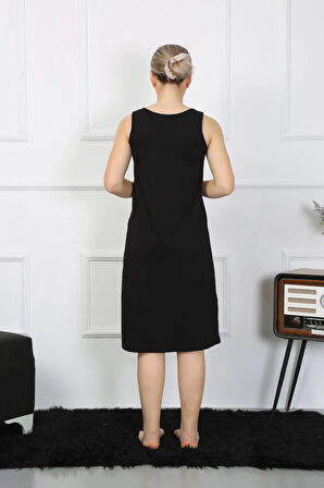 Giyim Kadın Kalın Askılı Penye Uzun Siyah Gecelik