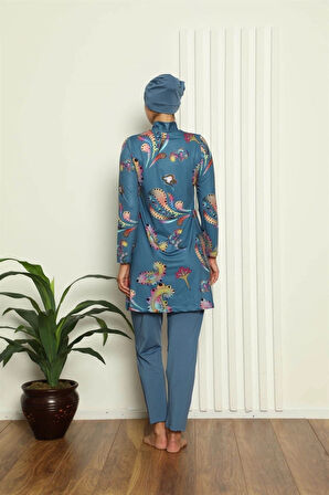 Giyim Tam Tesettür Dijital Desenli Mayo 31043