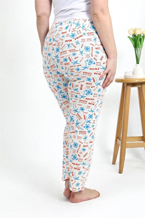 Giyim Kadın Pamuklu Büyük Beden Alt Pijama Ekru