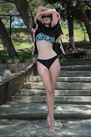 Giyim Kadın Yarım Destekli Alt Üst Bikini Takım Petrol