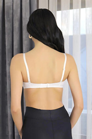 Giyim Kadın Destekli Balenli Önden Açılır Dekolteli Sütyen Beyaz