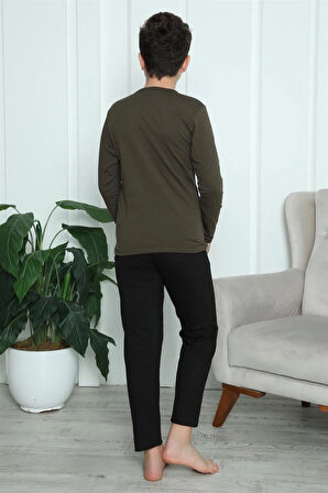 Giyim Erkek Çocuk Penye Pijama Takım Haki