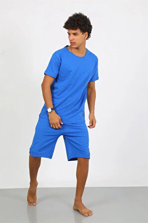 Giyim Erkek Pamuk Lakost Alt Üst Kaprili Pijama Takım Saks