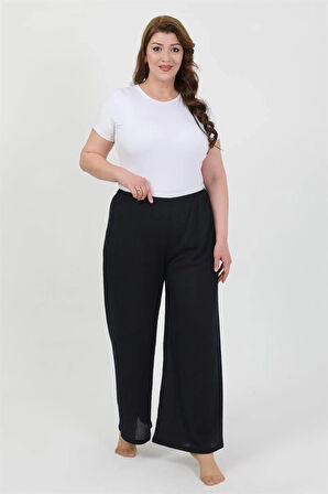 Giyim Kadın Büyük Beden Bürümcük Pantolon Lacivert