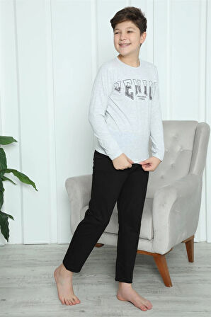 Giyim Erkek Çocuk Penye Pijama Takım Gri