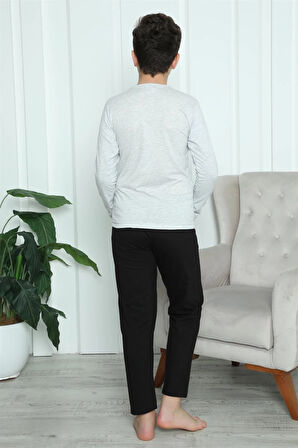 Giyim Erkek Çocuk Penye Pijama Takım Gri