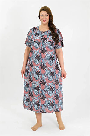 Giyim Kadın Büyük Beden Kısa Kol Somon Anne Gecelik