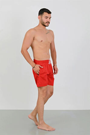 Giyim Erkek Fermuarlı Cepli Deniz Şortu Kırmızı