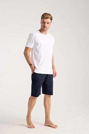 Giyim Erkek Cepli Lakost Pamuk Penye Şort Lacivert