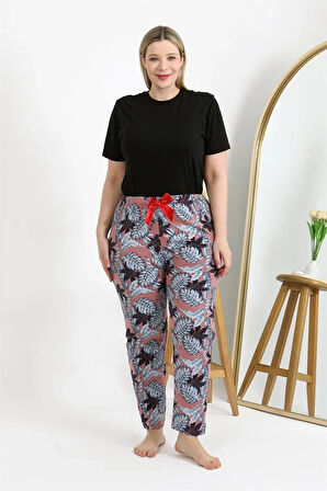 Giyim Kadın Pamuklu Büyük Beden Alt Pijama Somon