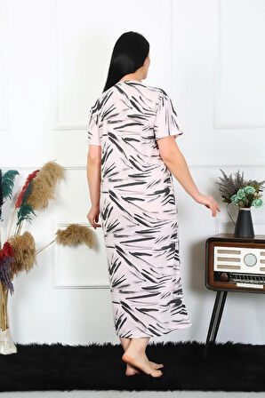 Giyim Kadın Büyük Beden Kısa Kol Krem Anne Gecelik