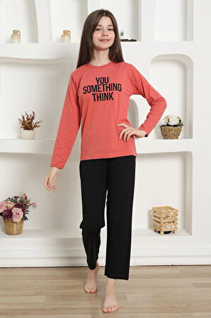 Giyim Kız Çocuk Penye Pijama Takım Mercan