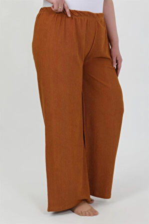 Giyim Kadın Büyük Beden Bürümcük Pantolon Kremit