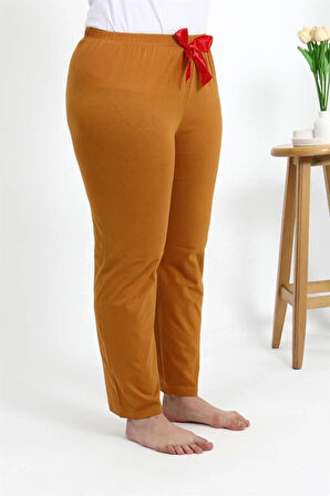 Giyim Kadın Pamuklu Büyük Beden Alt Pijama Hardal