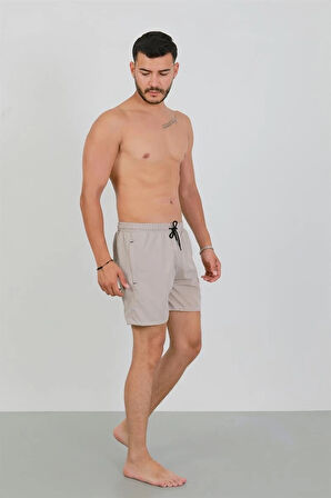 Giyim Erkek Fermuarlı Cepli Deniz Şortu Bej