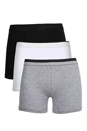Giyim Erkek Penye 3'lü Boxer Siyah-Beyaz-Gri