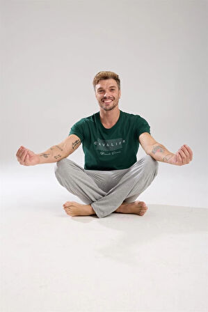 Giyim Erkek Yeşil Kısa Kol Pijama Takımı