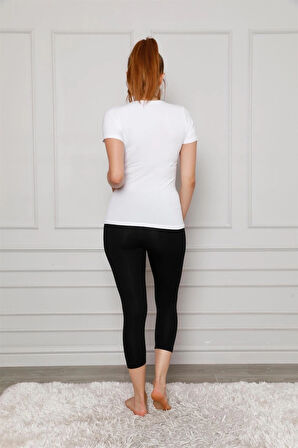 Giyim Penye Likralı Diz Altı Tayt Siyah