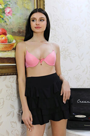 Giyim Kadın Destekli Balenli Önden Açılır Dekolteli Sütyen Pembe