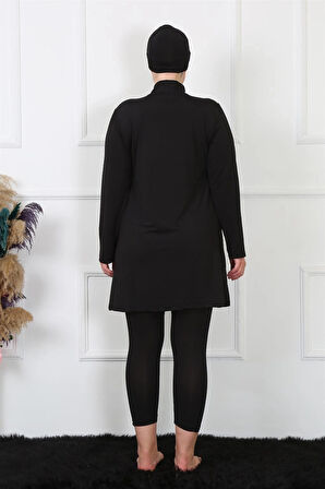 Giyim Tam Kapalı Büyük Beden Siyah Mayo