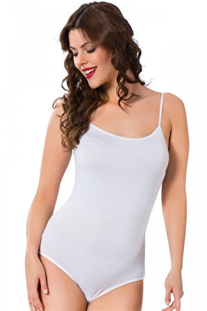 Giyim kadin İp Askılı Çıtçıtlı Body Beyaz