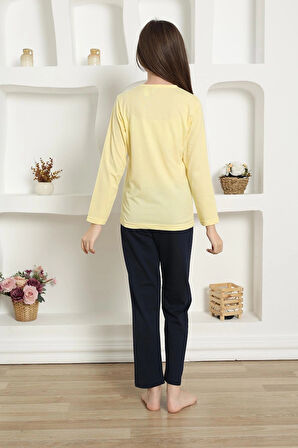 Giyim Kız Çocuk Penye Pijama Takım Sarı