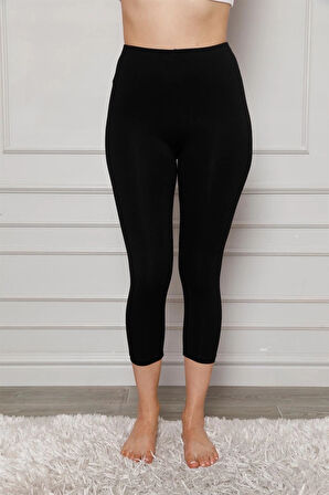 Giyim Penye Likralı Diz Altı Tayt Siyah