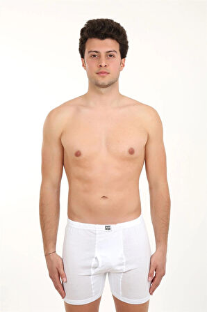 Giyim Erkek Paçalı Penye Boxer Beyaz