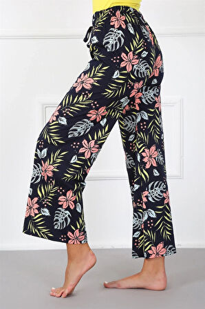 Giyim Bayan Penye Bol Paça Pantolon Lacivert