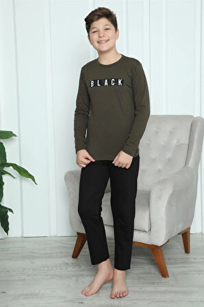 Giyim Erkek Çocuk Penye Pijama Takım Haki
