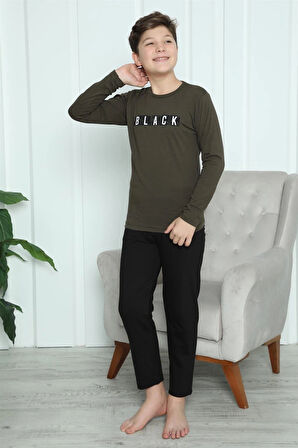 Giyim Erkek Çocuk Penye Pijama Takım Haki
