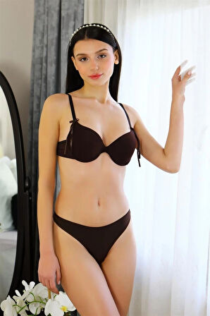 Giyim Kadın Destekli Sütyen Takım Kahve