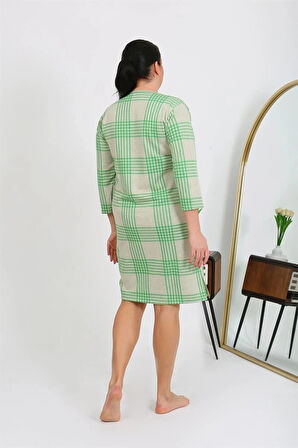 Giyim Kadın Büyük Beden Penye Gecelik Ev Elbisesi Yeşil