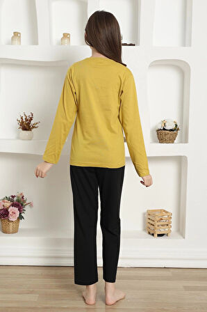 Giyim Kız Çocuk Penye Pijama Takım Sarı