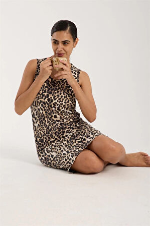 Giyim Kadın Leopar Desenli Gecelik