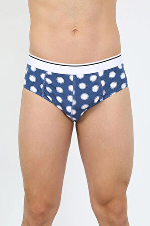 Giyim Erkek Pamuk Desenli Likralı Slip Lacivert