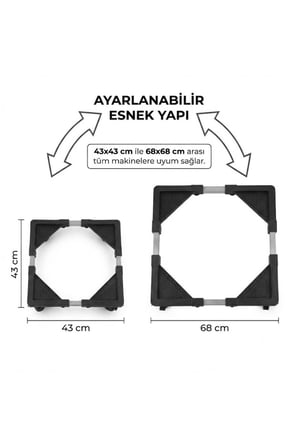 Çeksür Ayarlanabilir Tekerlekli Beyaz Eşya Altlığı Buzdolabı Çamaşır Makinesi Bulaşık Makinesi Fırın ve Kurutma Makinesi İçin