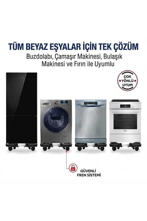 Çeksür Ayarlanabilir Tekerlekli Beyaz Eşya Altlığı Buzdolabı Çamaşır Makinesi Bulaşık Makinesi Fırın ve Kurutma Makinesi İçin