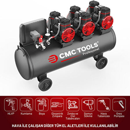 CMC CMC-0914 100 Litre Sessiz Yağsız Hava Kompresörü 6 Hp